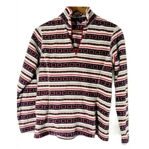Eddie Bauer Fair Isle Red, White and Blue Sweater size Small - Picture 2 of 5